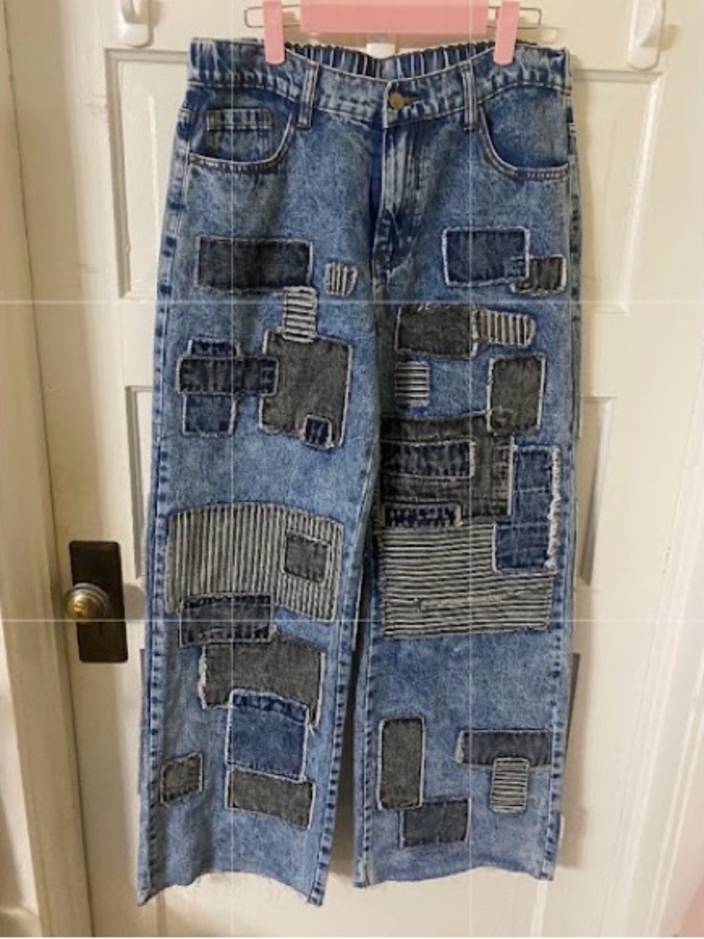 Oli & Hali Multi-Patchwork Wide Leg Denim Jeans - NIB Waist 32” Inseam 31”. - Picture 13 of 13
